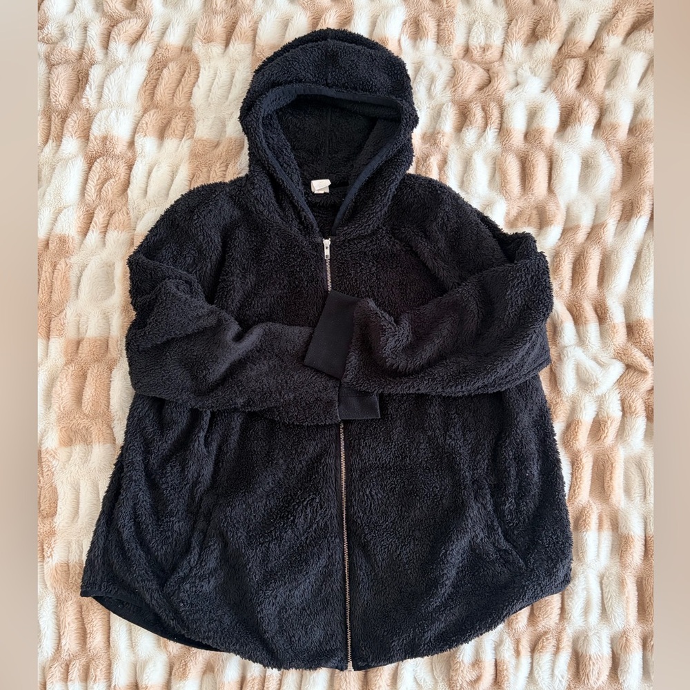 Cozy Black Hooded Teddy Jacket